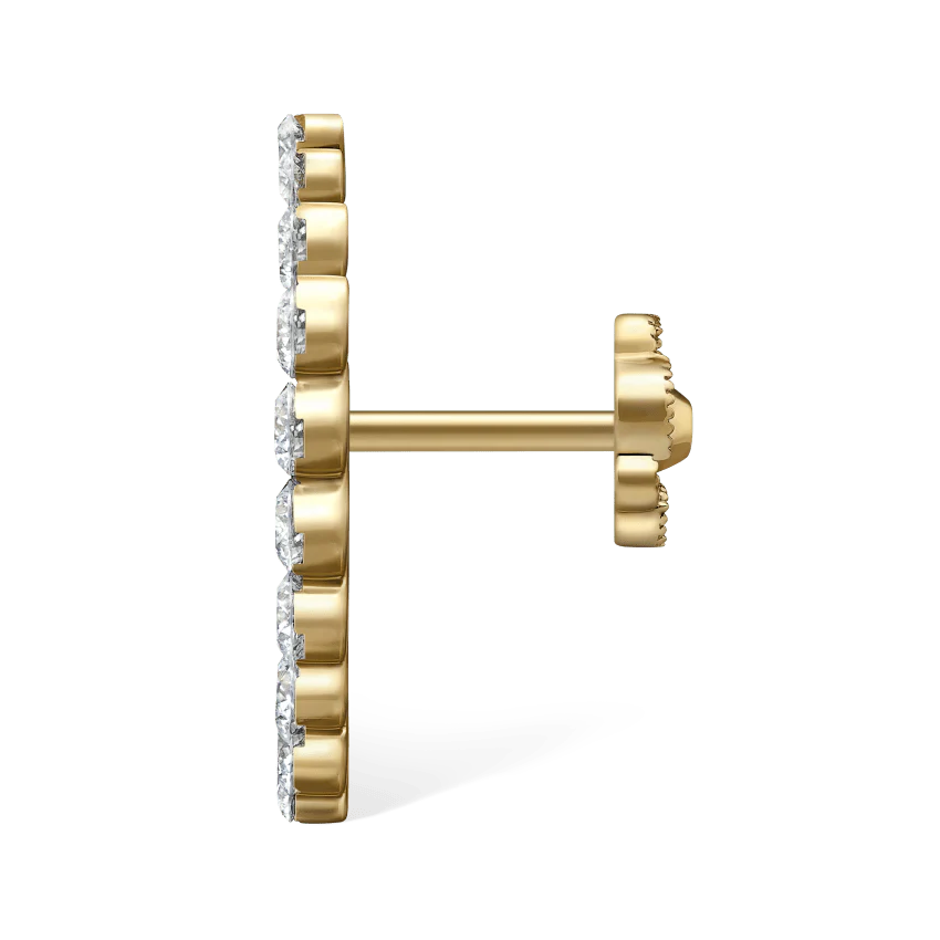 Invisible Set Diamond Apsara Curve Threaded Stud Earring - Image 12