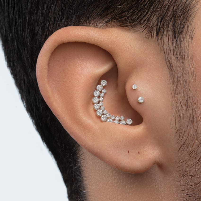 Invisible Set Diamond Apsara Curve Threaded Stud Earring - Image 17