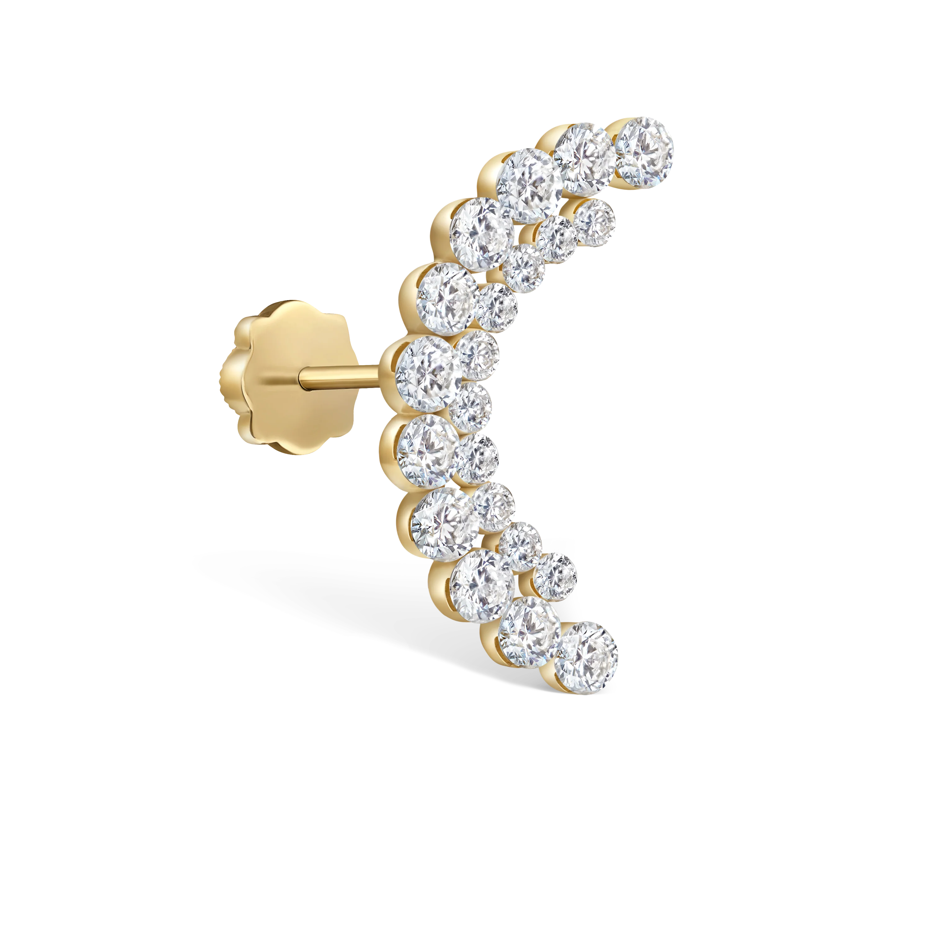 Invisible Set Diamond Apsara Curve Threaded Stud Earring - Image 23