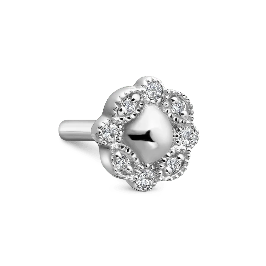 Invisible Set Diamond Apsara Curve Threaded Stud Earring - Image 6