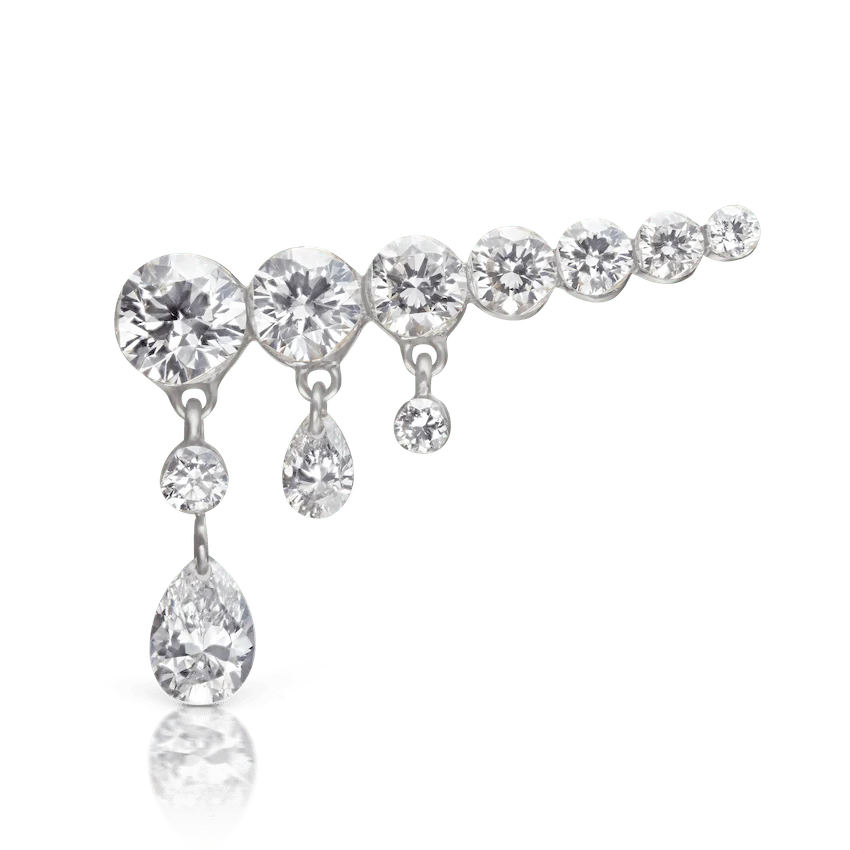 Invisible Set Diamond Crescendo Bar Threaded Stud Earring - Image 14
