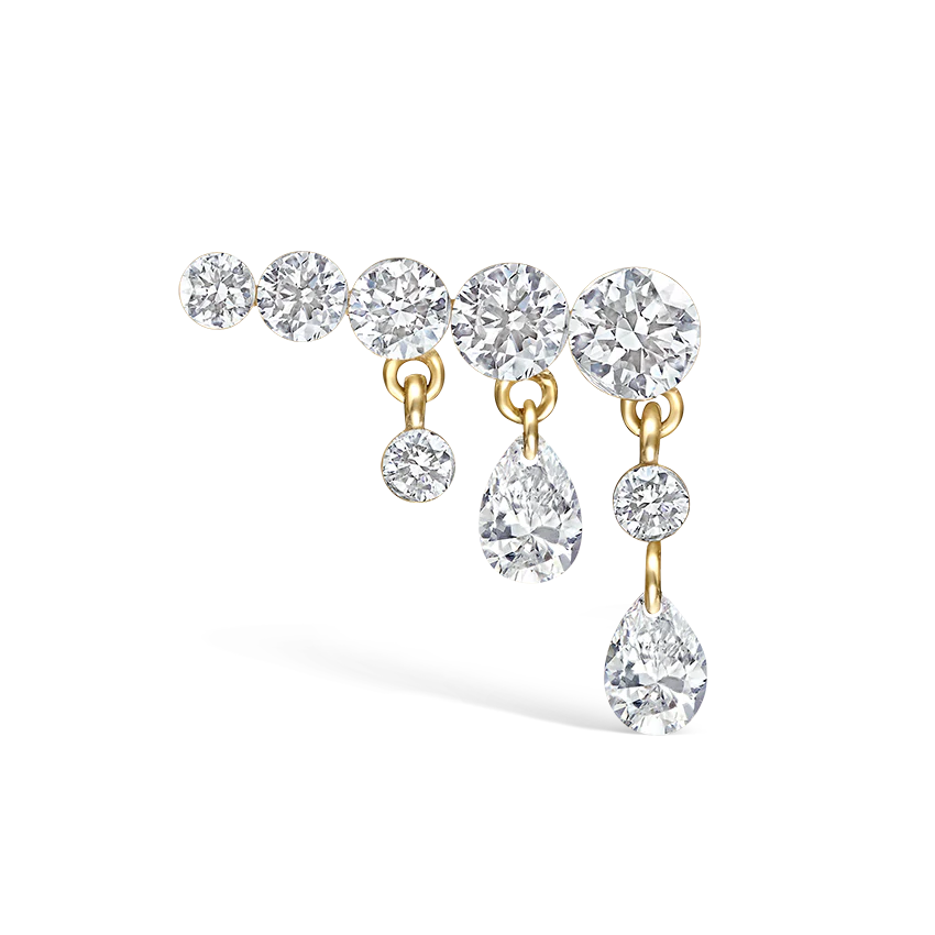 Invisible Set Diamond Crescendo Bar Threaded Stud Earring - Image 28