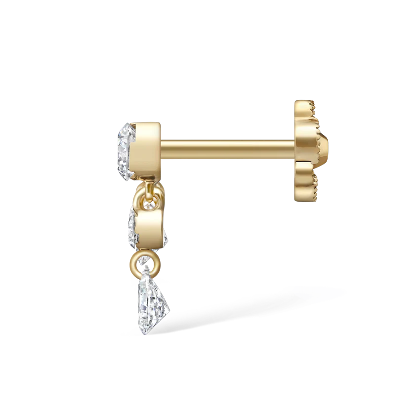 Invisible Set Diamond Crescendo Bar Threaded Stud Earring - Image 29