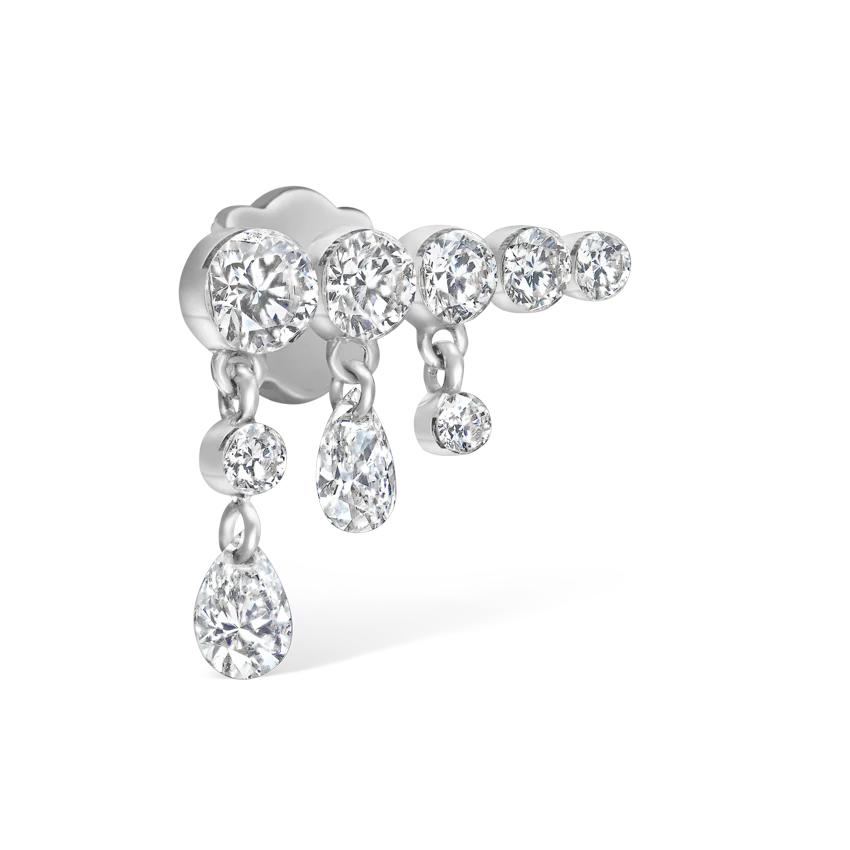 Invisible Set Diamond Crescendo Bar Threaded Stud Earring - Image 3