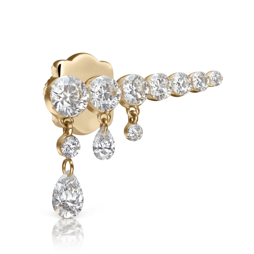 Invisible Set Diamond Crescendo Bar Threaded Stud Earring - Image 32