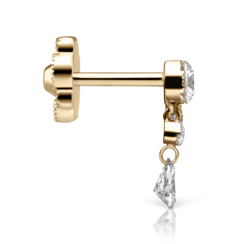 Invisible Set Diamond Crescendo Bar Threaded Stud Earring - Image 33