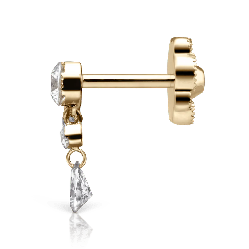 Invisible Set Diamond Crescendo Bar Threaded Stud Earring - Image 36