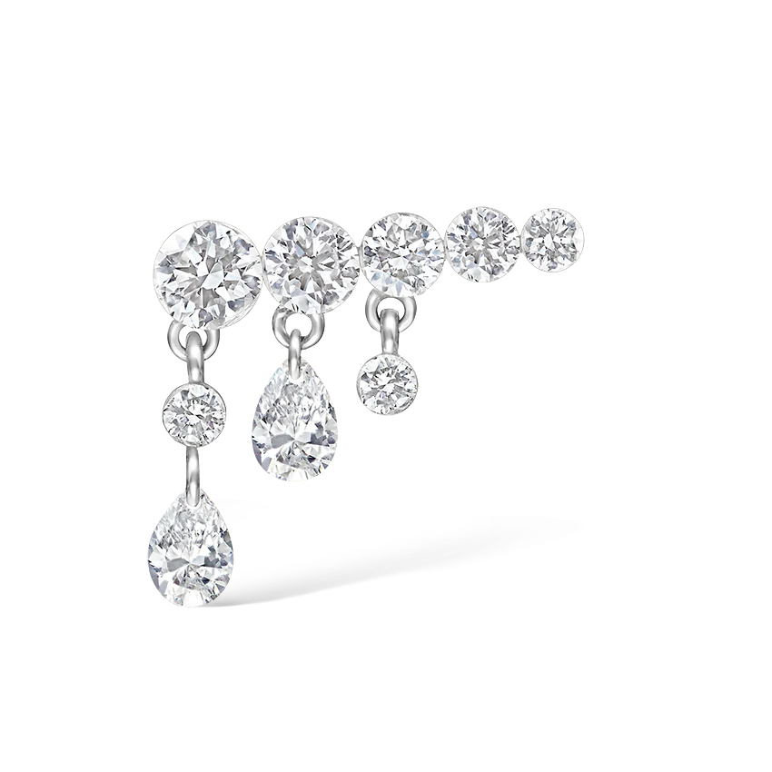 Invisible Set Diamond Crescendo Bar Threaded Stud Earring - Image 4