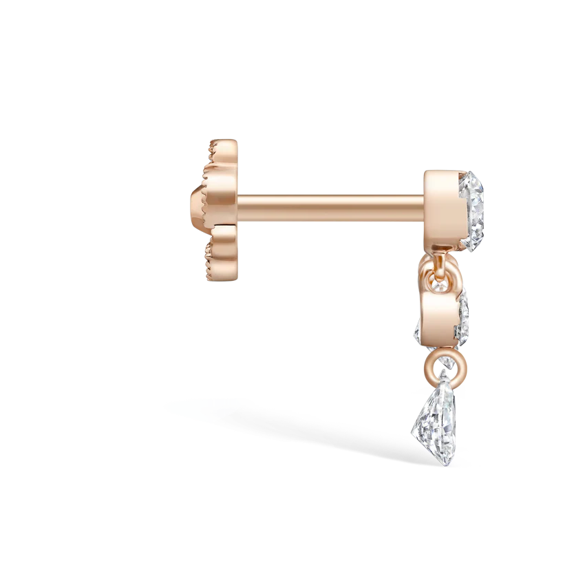Invisible Set Diamond Crescendo Bar Threaded Stud Earring - Image 41