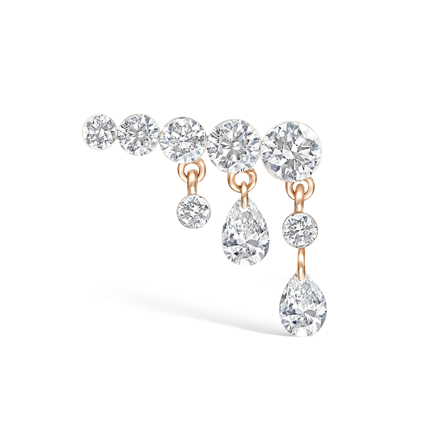 Invisible Set Diamond Crescendo Bar Threaded Stud Earring - Image 45