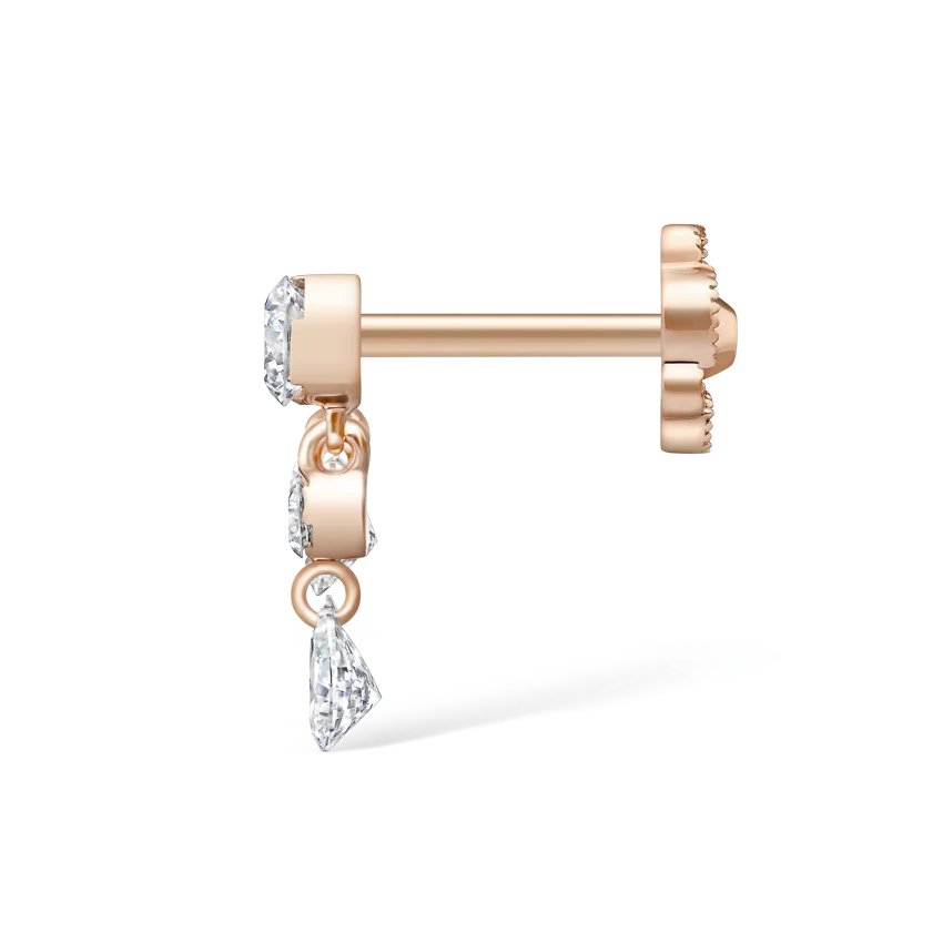 Invisible Set Diamond Crescendo Bar Threaded Stud Earring - Image 46