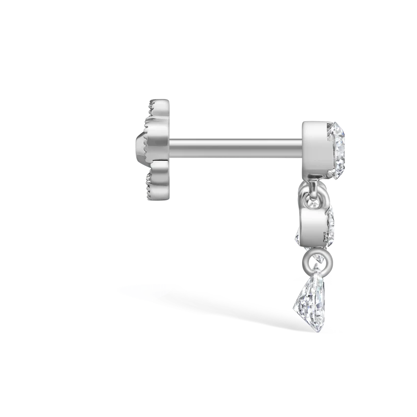 Invisible Set Diamond Crescendo Bar Threaded Stud Earring - Image 5