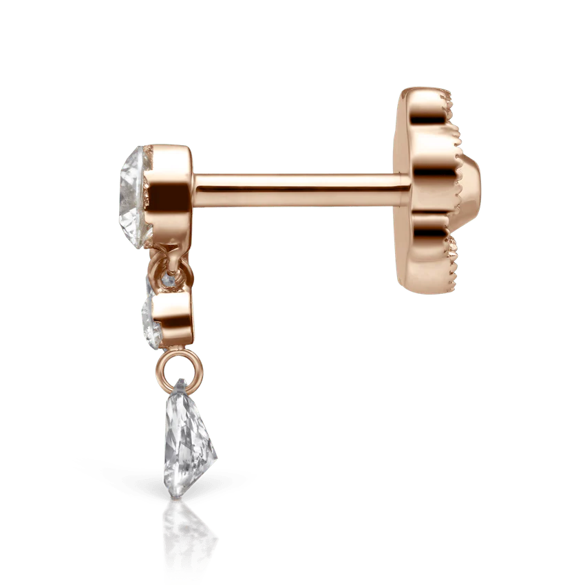 Invisible Set Diamond Crescendo Bar Threaded Stud Earring - Image 55