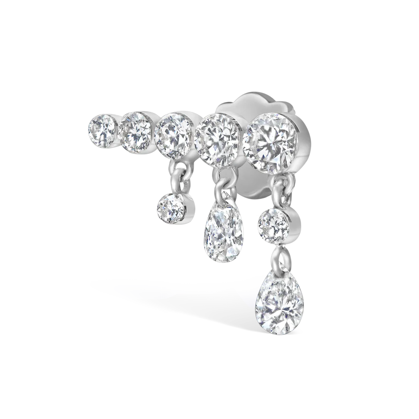 Invisible Set Diamond Crescendo Bar Threaded Stud Earring - Image 7