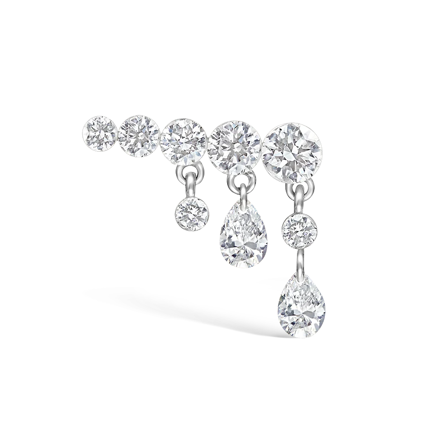 Invisible Set Diamond Crescendo Bar Threaded Stud Earring - Image 9