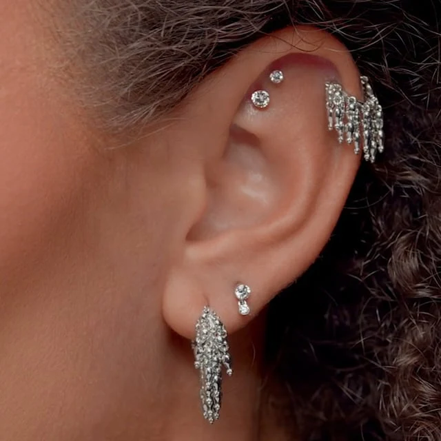 Invisible Set Diamond Dangle Stud Earring - Image 11