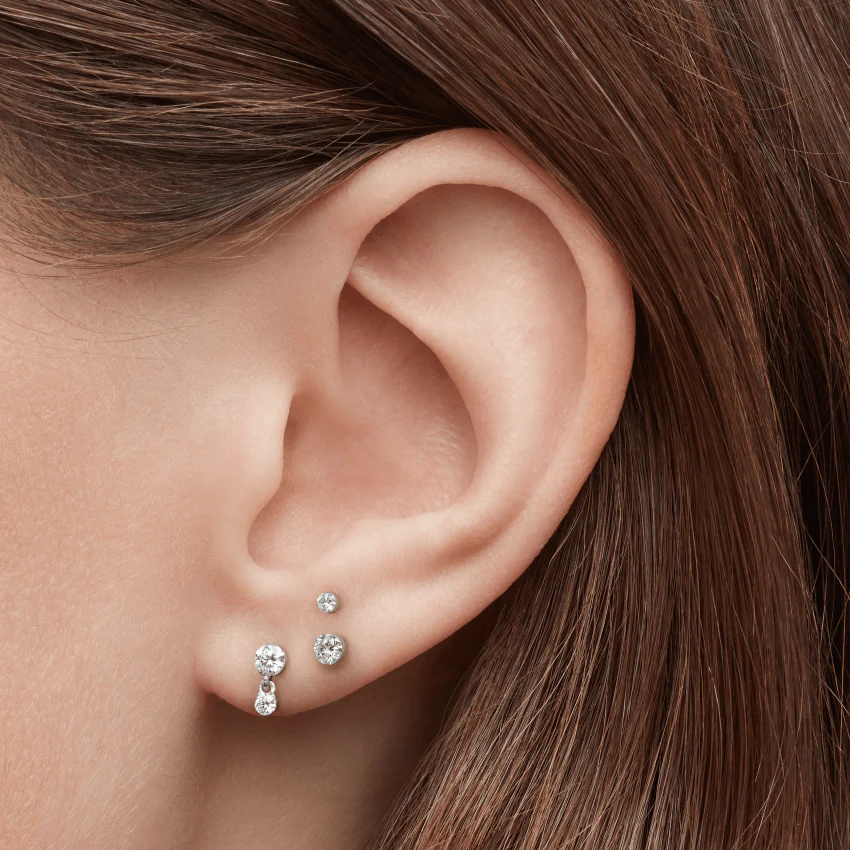 Invisible Set Diamond Dangle Stud Earring - Image 12