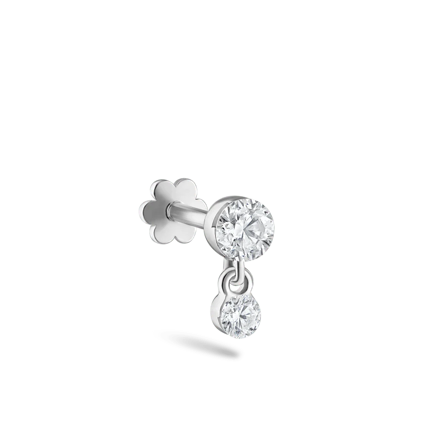Invisible Set Diamond Dangle Threaded Stud Earring - Image 11