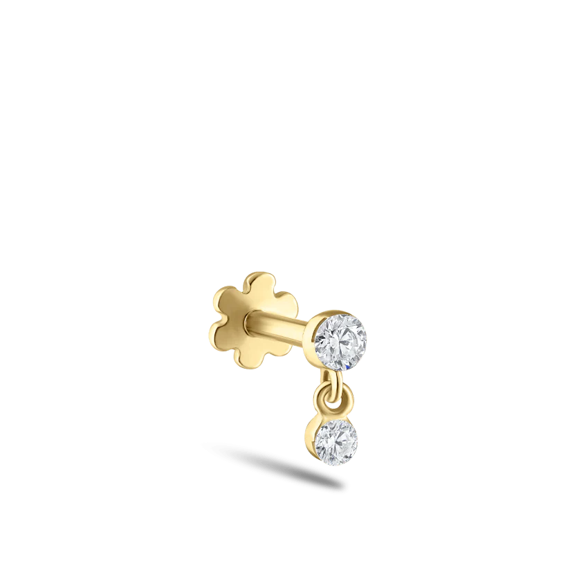 Invisible Set Diamond Dangle Threaded Stud Earring - Image 18
