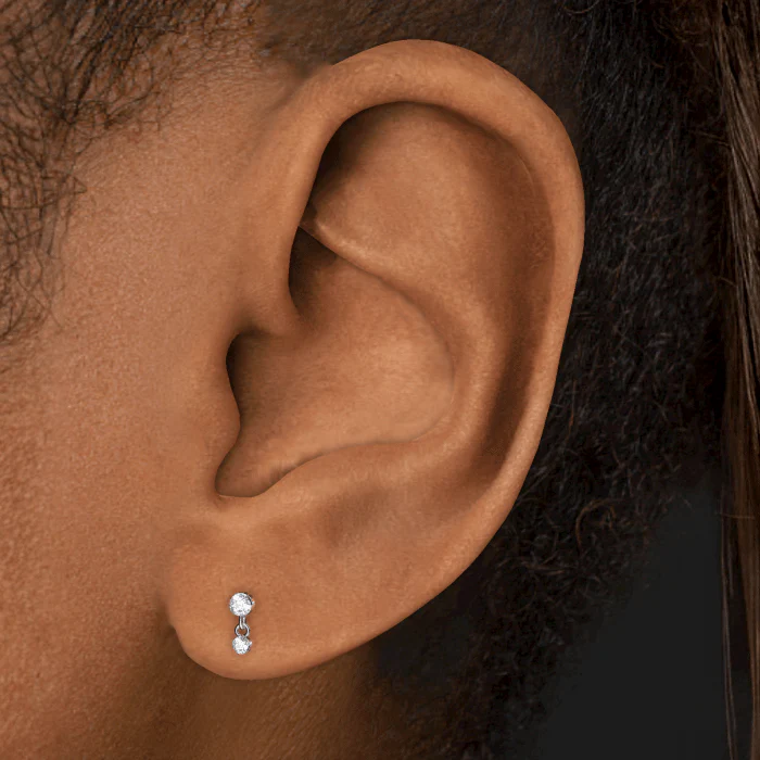 Invisible Set Diamond Dangle Threaded Stud Earring - Image 20