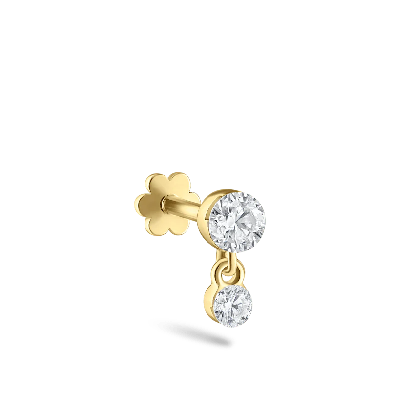Invisible Set Diamond Dangle Threaded Stud Earring - Image 27