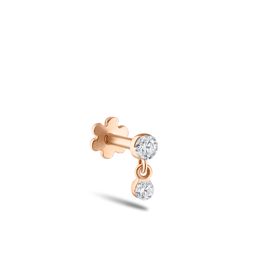 Invisible Set Diamond Dangle Threaded Stud Earring - Image 34