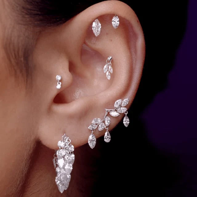 Invisible Set Diamond Dangle Threaded Stud Earring - Image 40