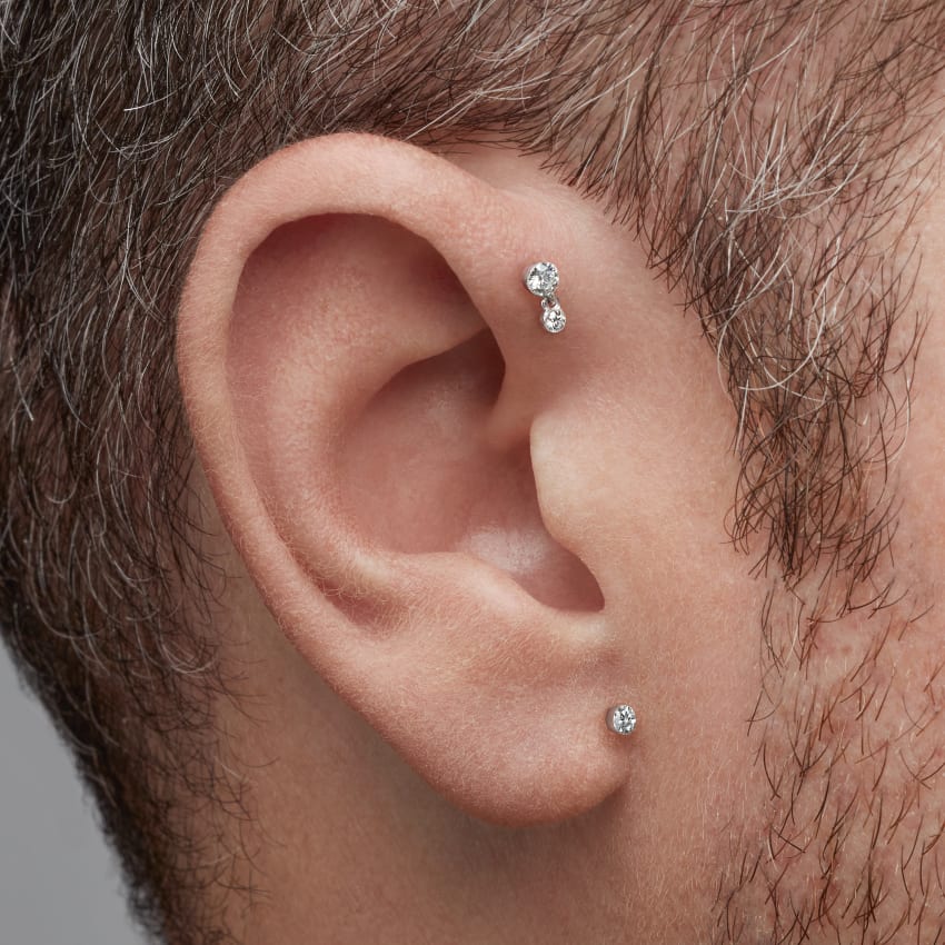 Invisible Set Diamond Dangle Threaded Stud Earring - Image 47