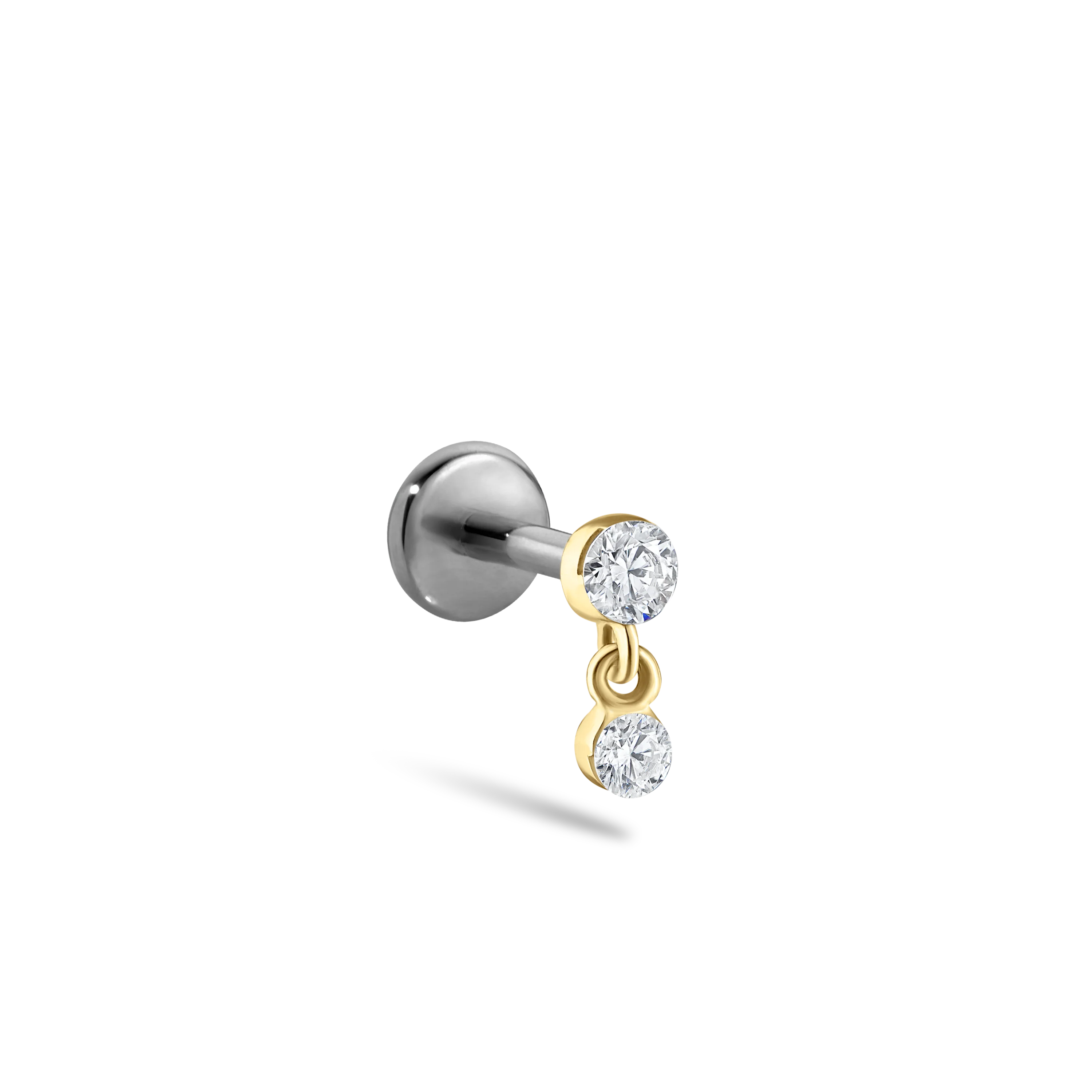 Invisible Set Diamond Dangle Threaded Stud Earring With Titanium Backing - Image 50