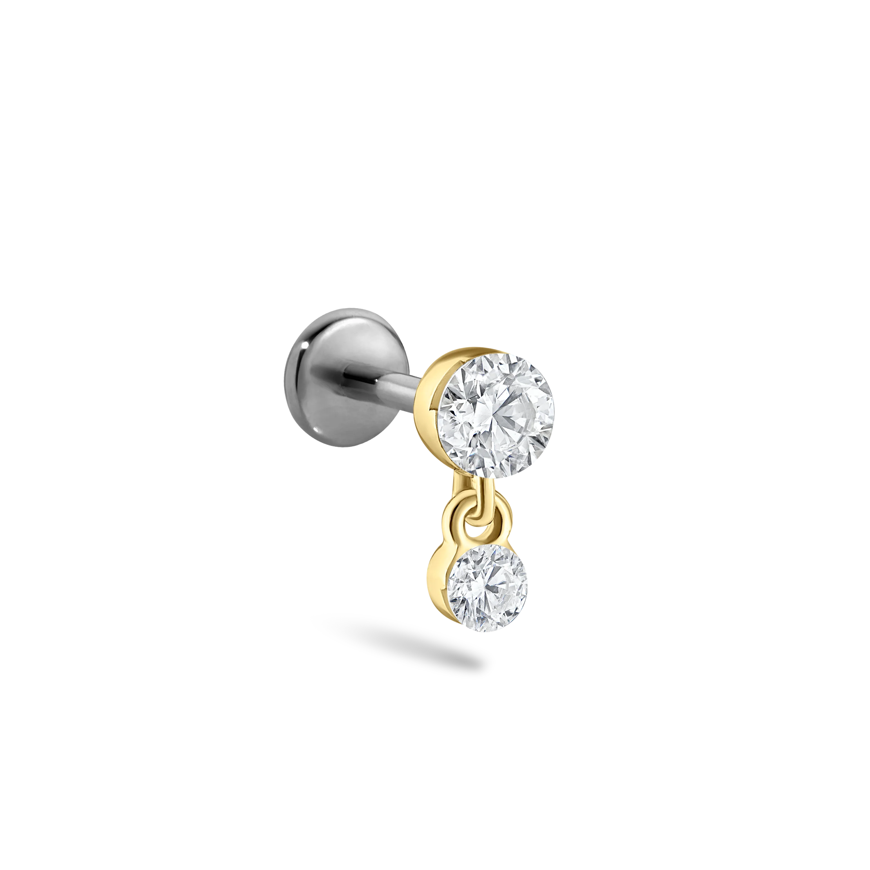 Invisible Set Diamond Dangle Threaded Stud Earring With Titanium Backing - Image 51