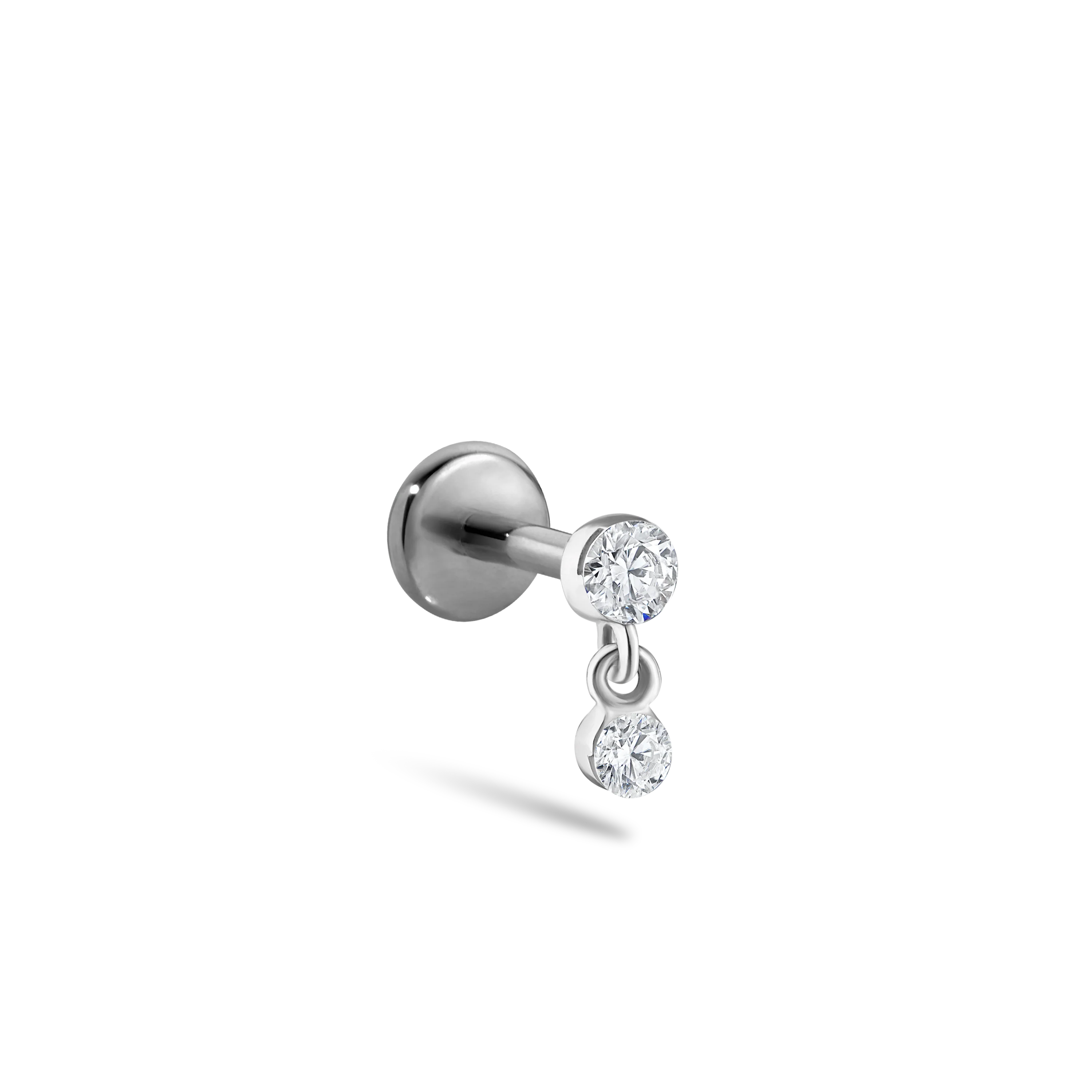 Invisible Set Diamond Dangle Threaded Stud Earring With Titanium Backing - Image 52