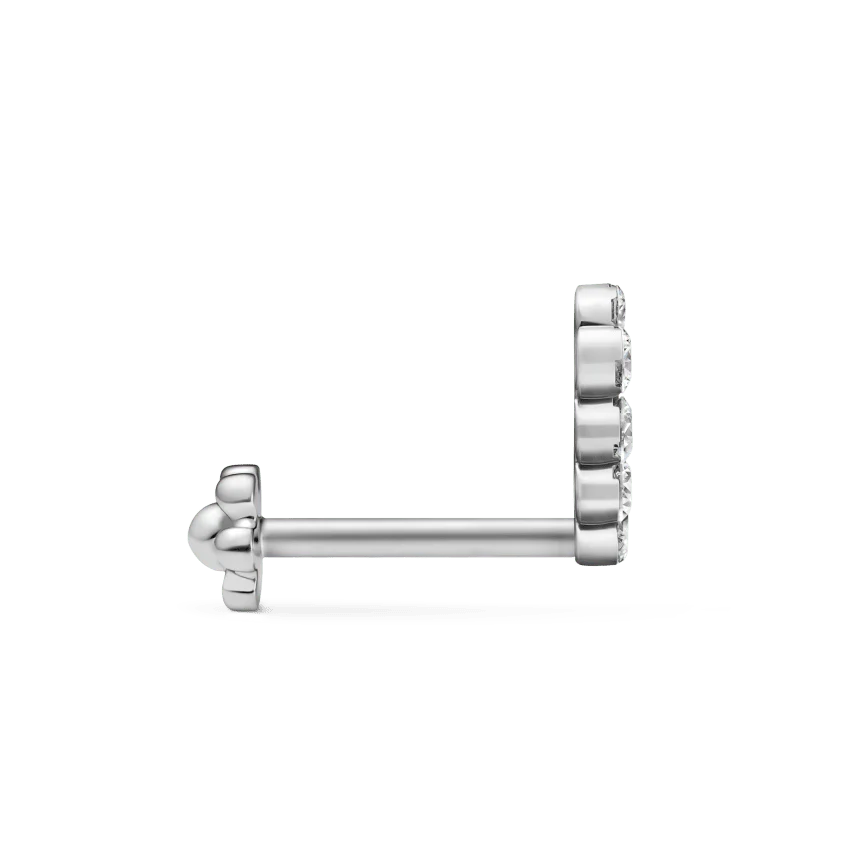 Invisible Set Diamond Demi Eternity Threaded Stud Earring With Titanium Backing - Image 4