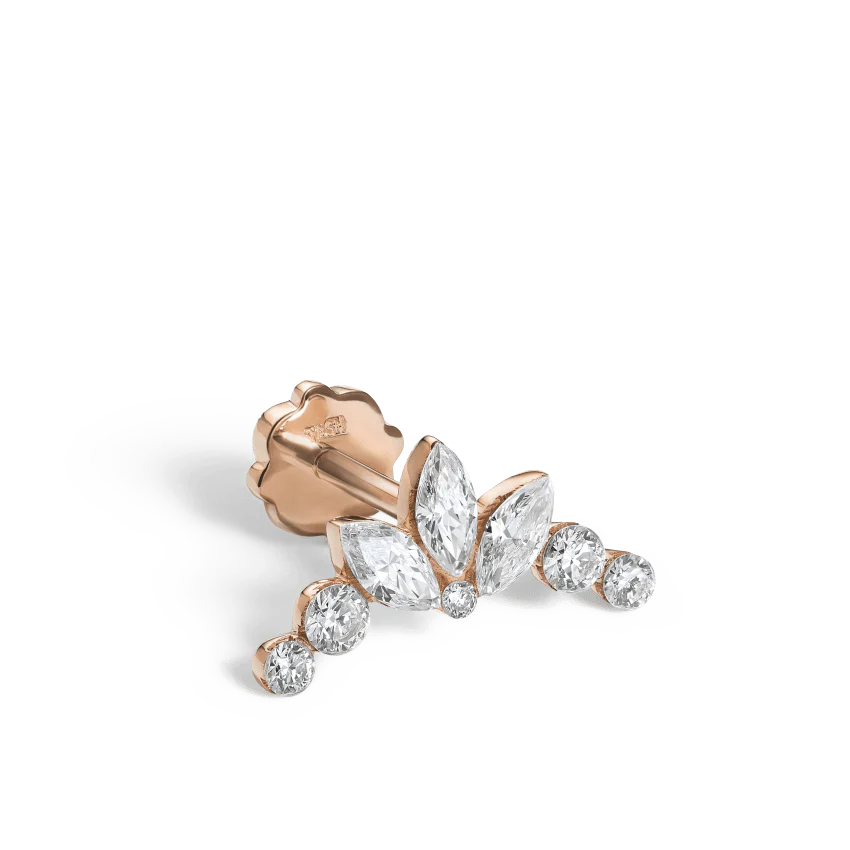 Invisible Set Diamond Lotus Garland Threaded Stud Earring - Image 14