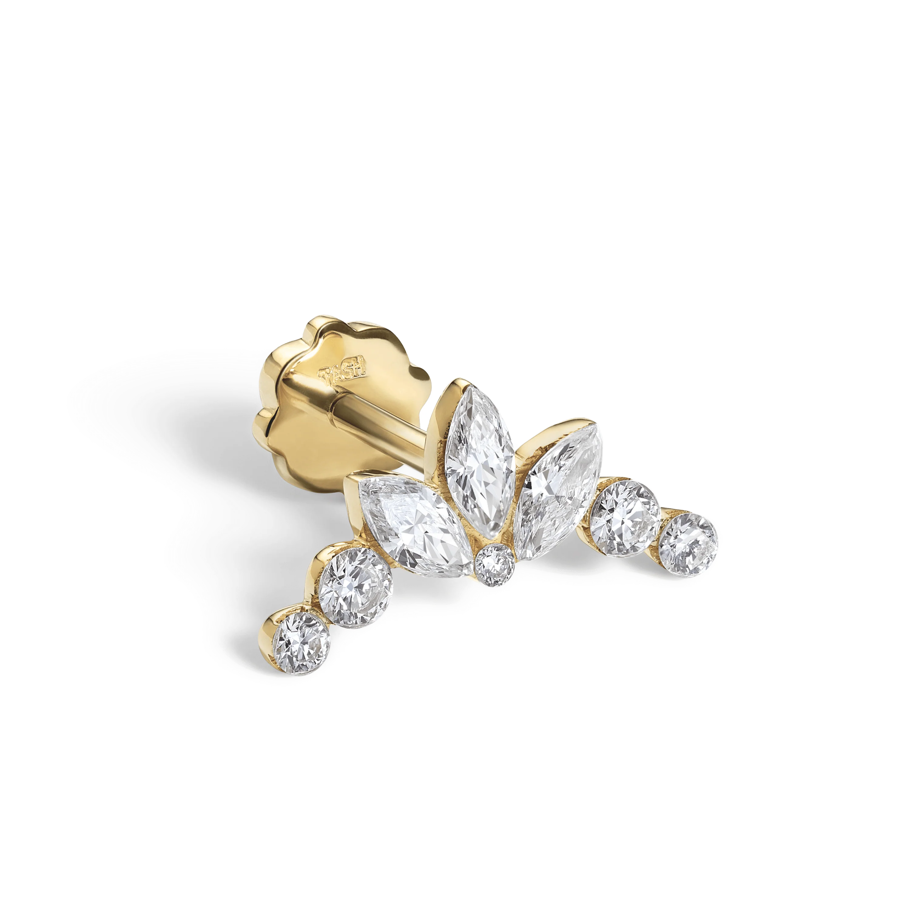 Invisible Set Diamond Lotus Garland Threaded Stud Earring - Image 20