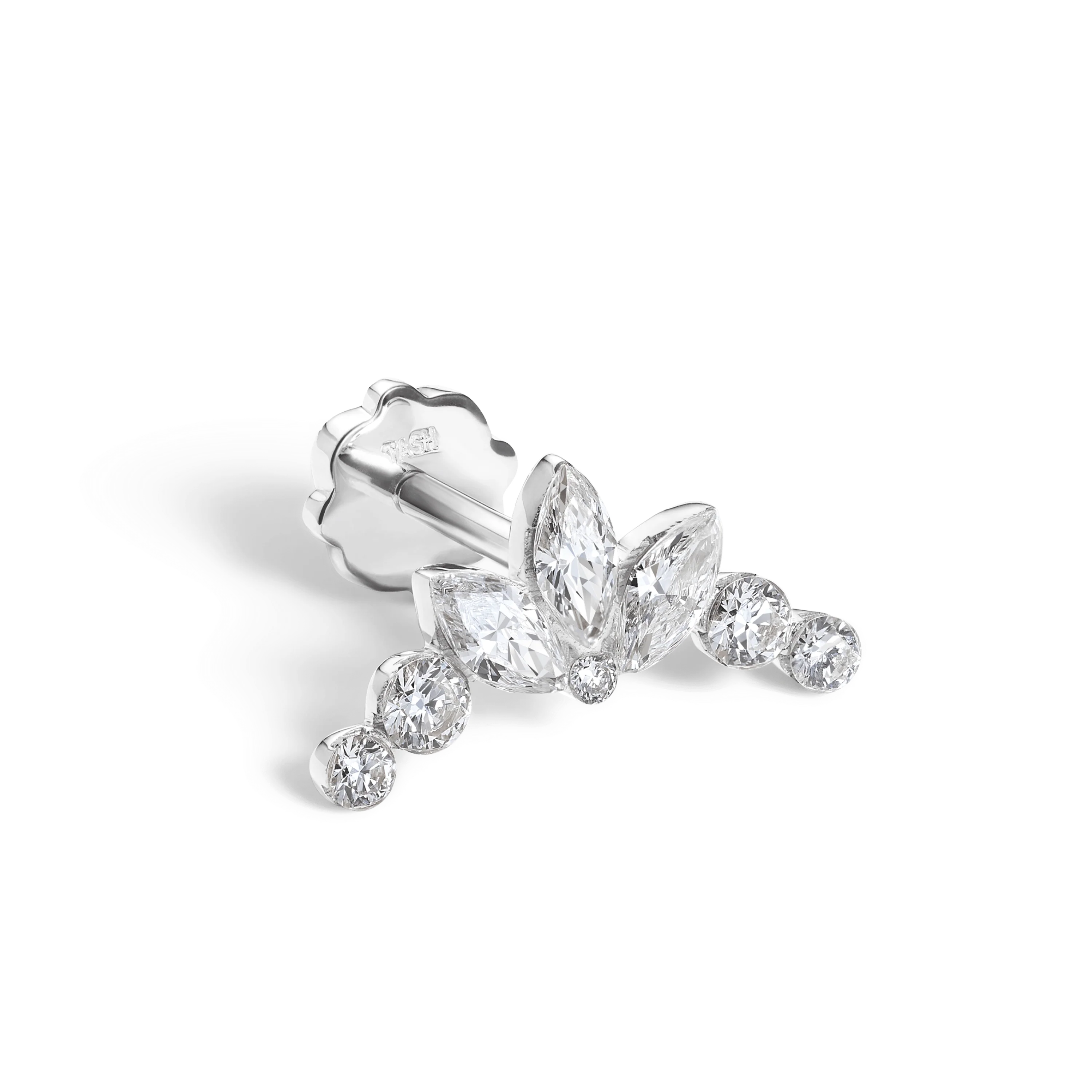 Invisible Set Diamond Lotus Garland Threaded Stud Earring - Image 21