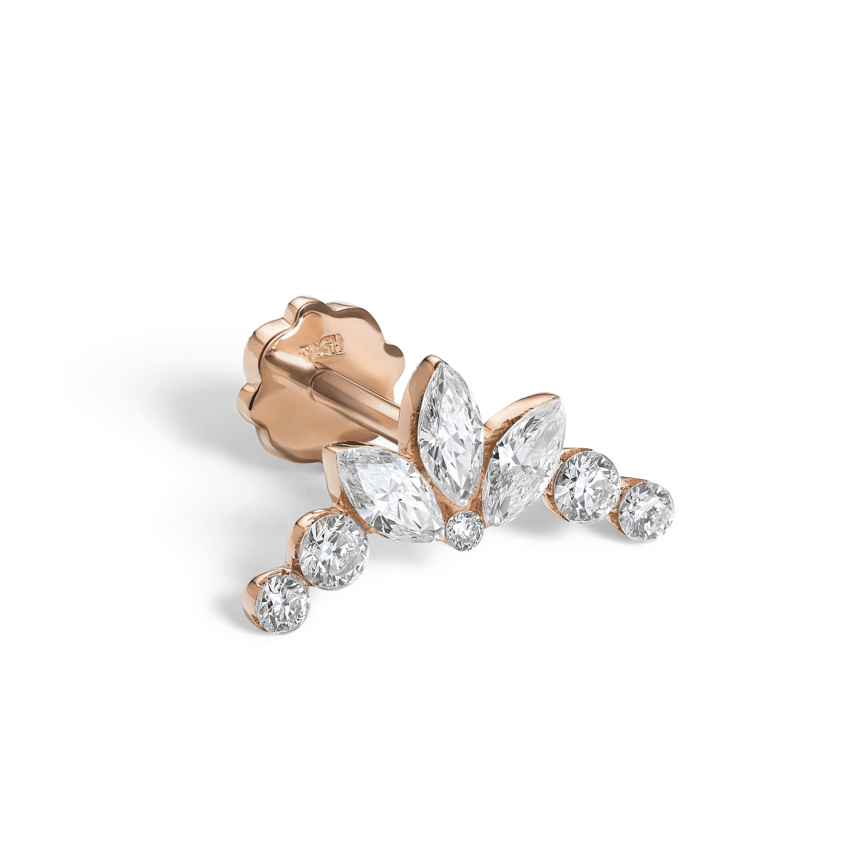 Invisible Set Diamond Lotus Garland Threaded Stud Earring - Image 22