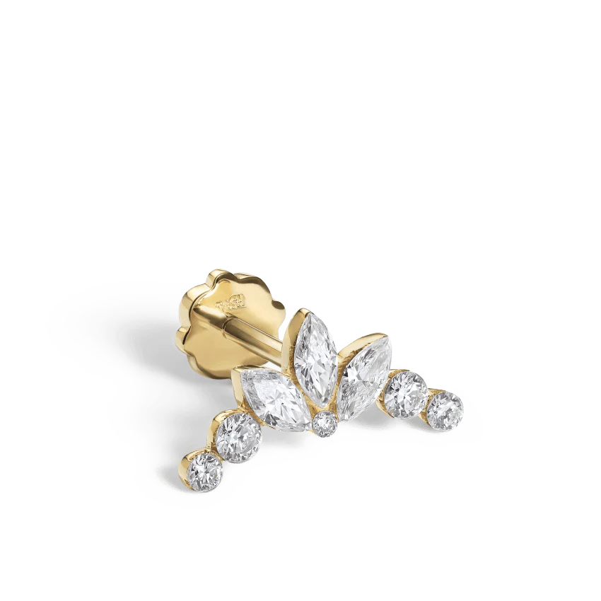 Invisible Set Diamond Lotus Garland Threaded Stud Earring - Image 8