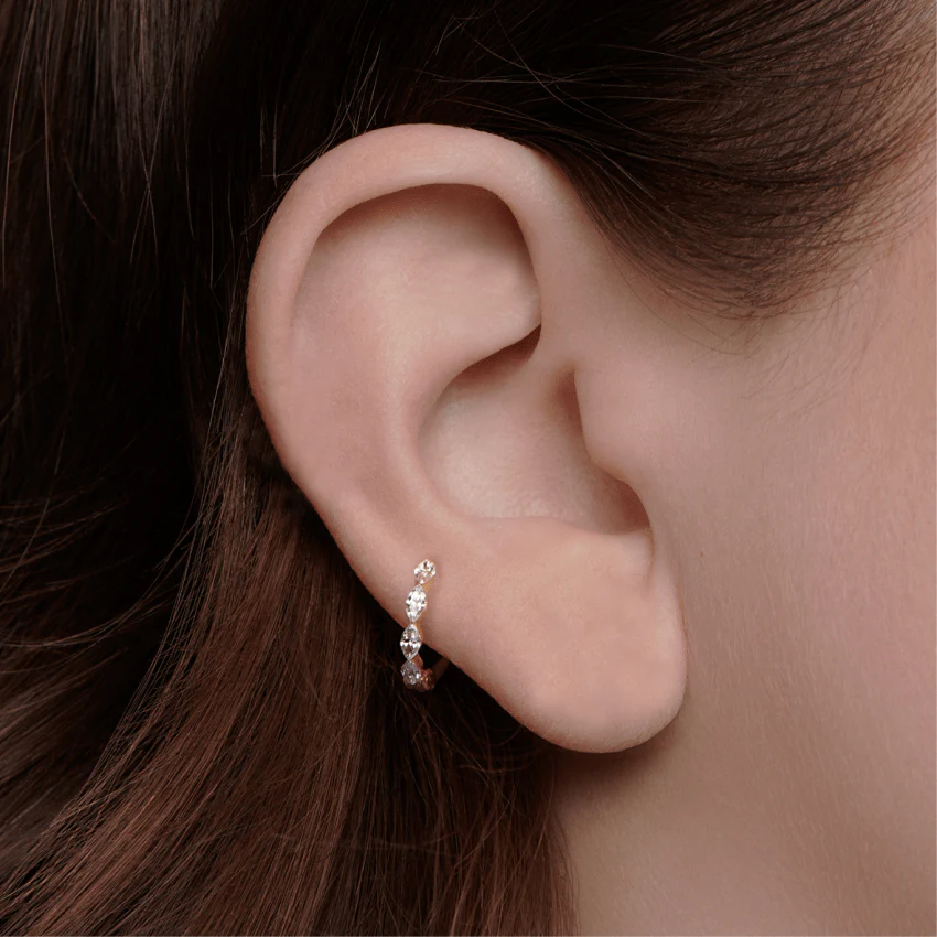 Invisible Set Diamond Marquise Eternity Hoop Earring - Image 18
