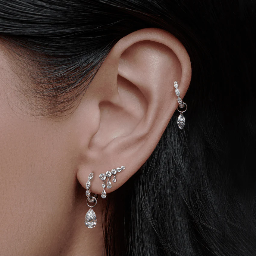 Invisible Set Diamond Marquise Eternity Hoop Earring - Image 19