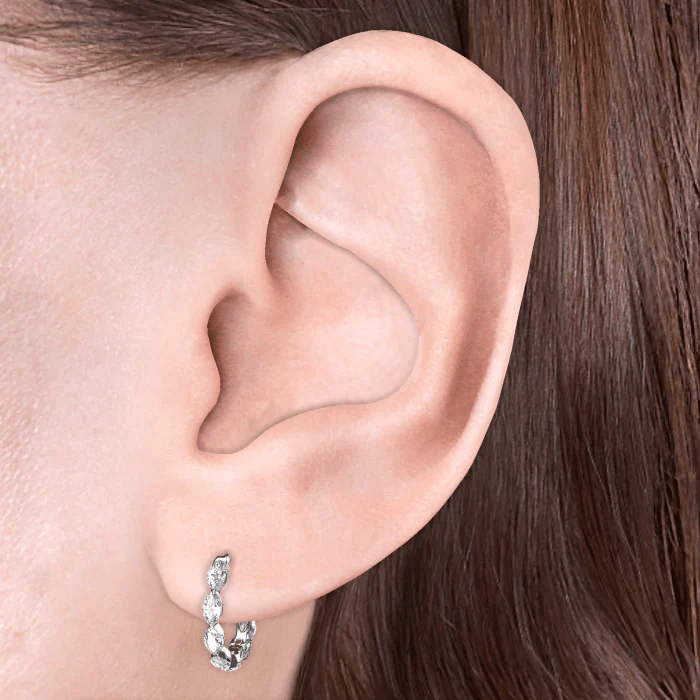 Invisible Set Diamond Marquise Eternity Hoop Earring - Image 30