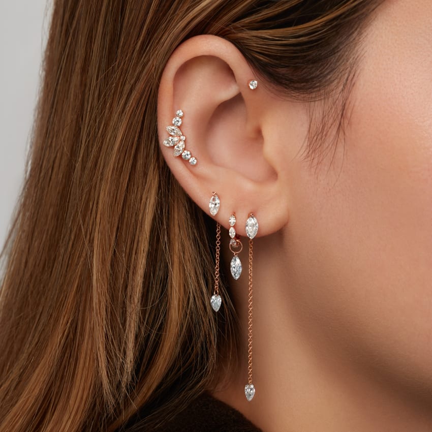 Invisible Set Diamond Marquise Eternity Hoop Earring - Image 46
