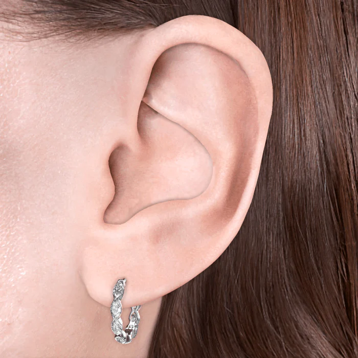 Invisible Set Diamond Marquise Eternity Hoop Earring - Image 5