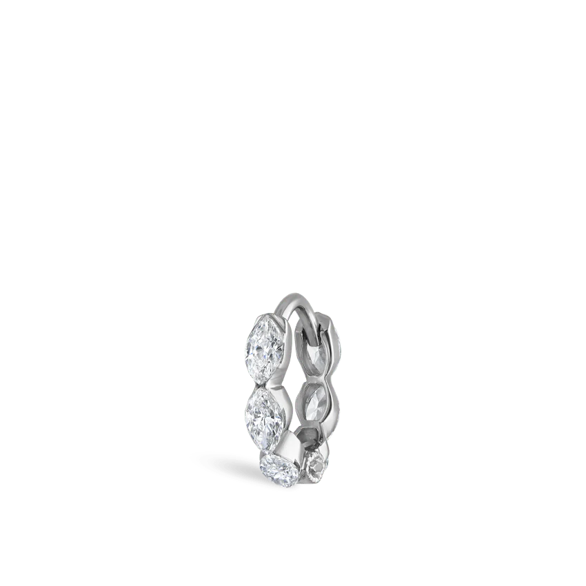 Invisible Set Diamond Marquise Eternity Hoop Earring - Image 9