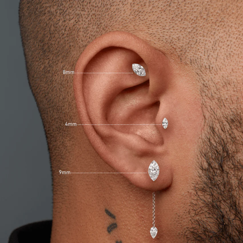 Invisible Set Diamond Marquise Threaded Stud Earring - Image 15
