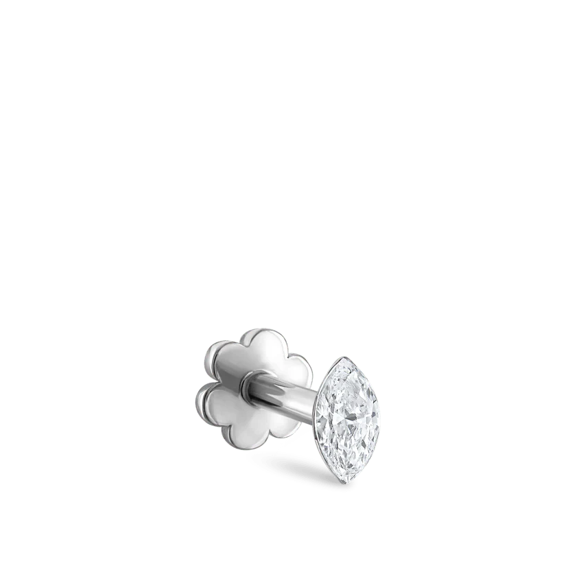 Invisible Set Diamond Marquise Threaded Stud Earring - Image 2