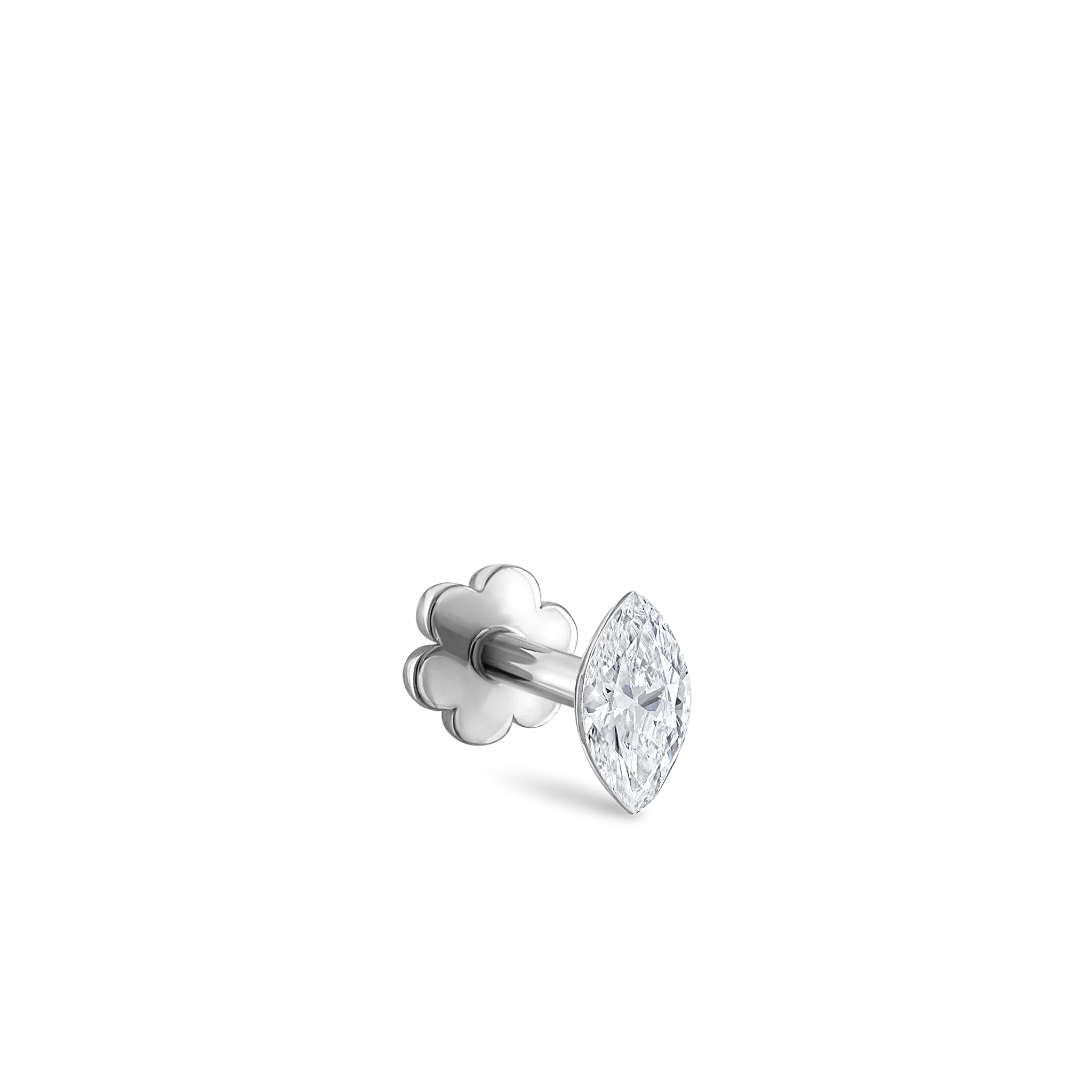 Invisible Set Diamond Marquise Threaded Stud Earring - Image 20