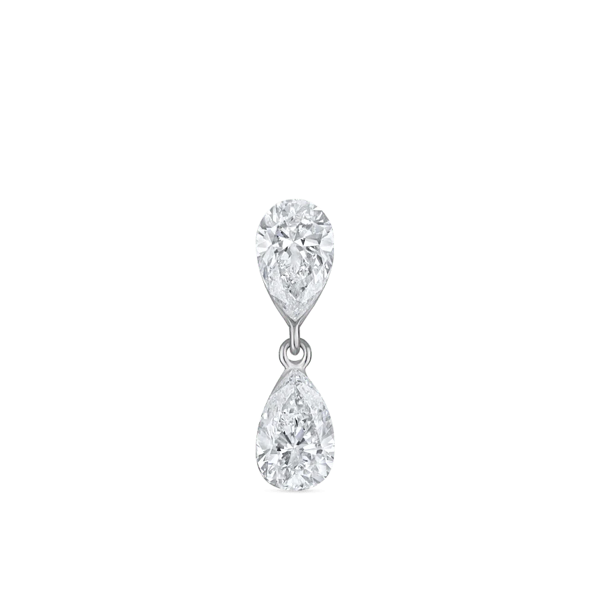 Invisible Set Diamond Pear Dangle Threaded Stud Earring - Image 11