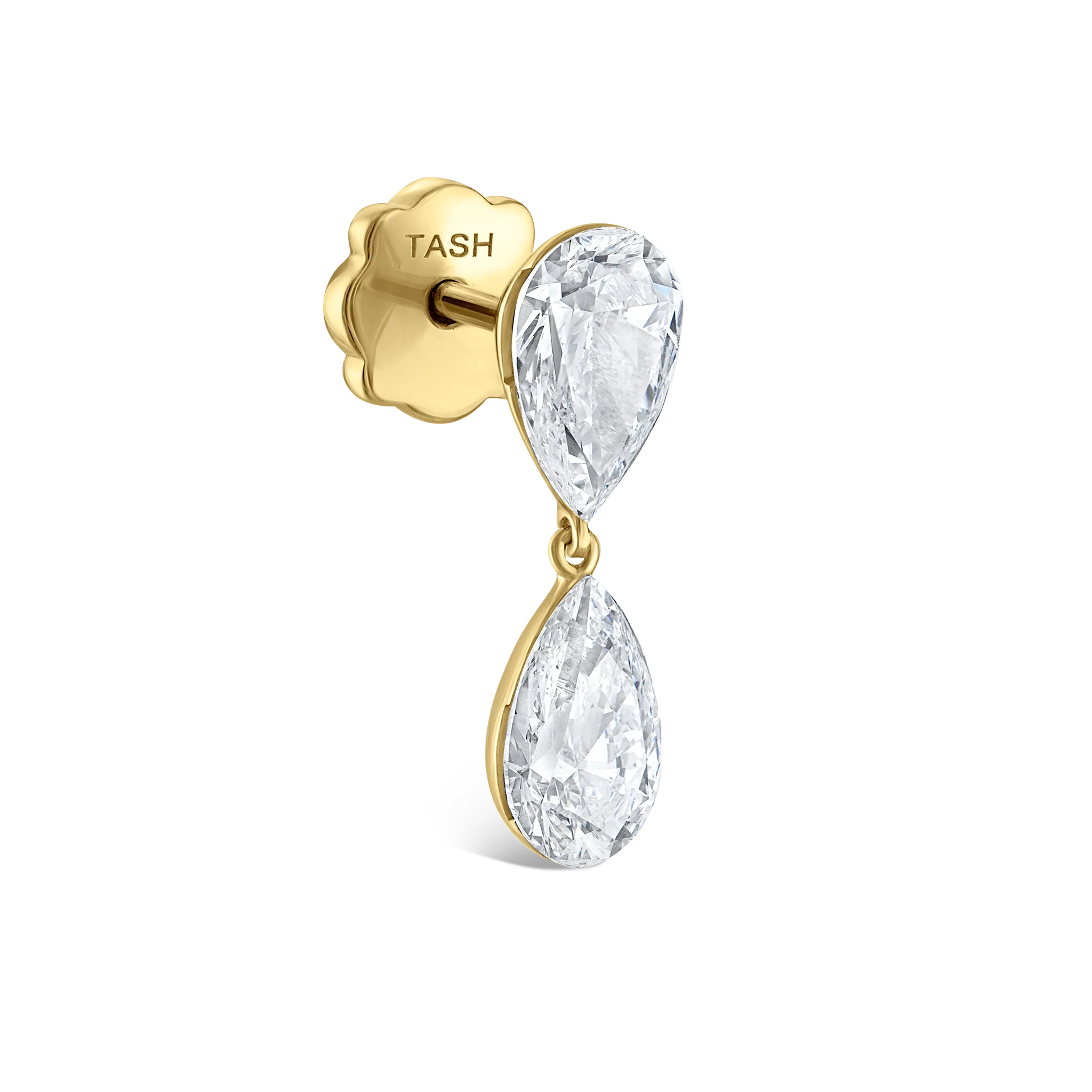 Invisible Set Diamond Pear Dangle Threaded Stud Earring - Image 19