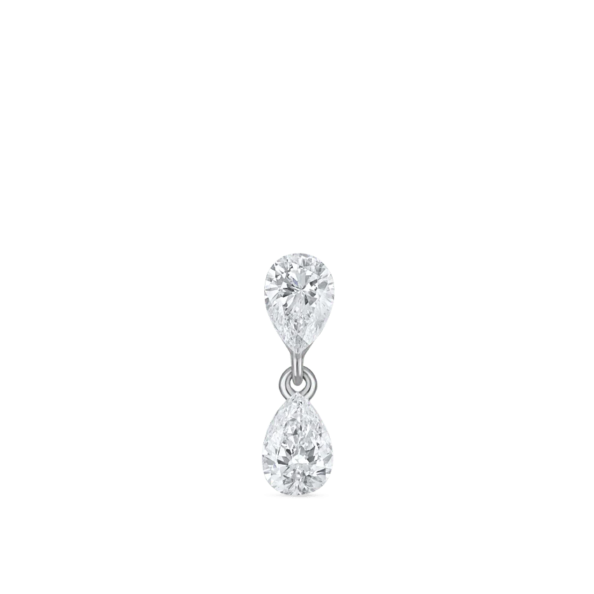 Invisible Set Diamond Pear Dangle Threaded Stud Earring With Titanium Backing - Image 3