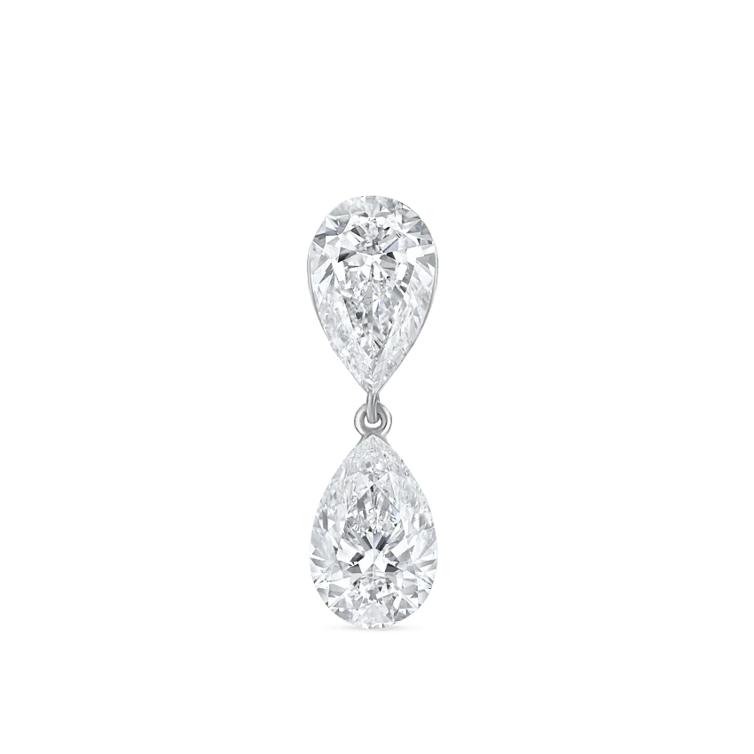 Invisible Set Diamond Pear Dangle Threaded Stud Earring With Titanium Backing - Image 9